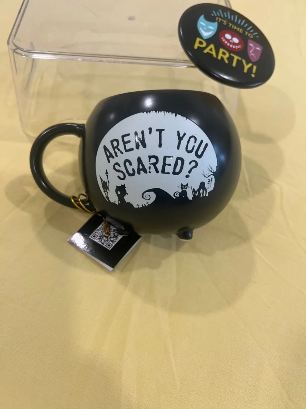 Halloween Party Cauldron Mug with Lid - Black